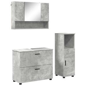 vidaXL Set di mobili per il bagno 3 pz Grigio cemento