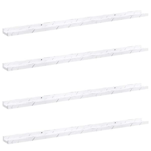 vidaXL Scaffale da parete 4 pcs Marmo Bianco 115 x 9 x 3 cm
