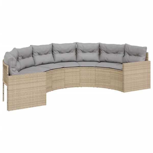vidaXL Set Divani da Giardino Semicircolare 2 pz in Polyrattan Beige