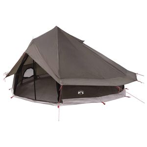 vidaXL Tenda Tipi 18 persona Marrone Grigio Poliestere e Acciaio