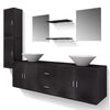 vidaXL Mobili da Bagno con Lavabo Set 9 pz Nero