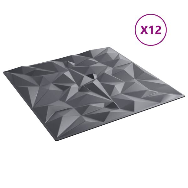 vidaXL Pannelli da parete 12 pcs Grigio ametista 50 x 50 cm