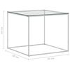 vidaXL Tavolino da Salotto Argento 50x50x43 cm in Acciaio Inox e Vetro