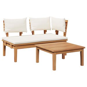 vidaXL Set Panchina e Tavolo da Giardino 2 pz Crema e Marrone