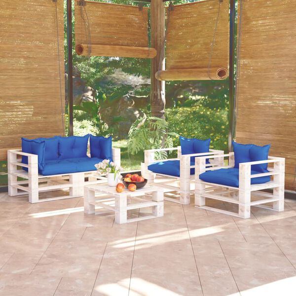 vidaXL Set Divani da Giardino Pallet 5 pz con Cuscini in Legno di Pino