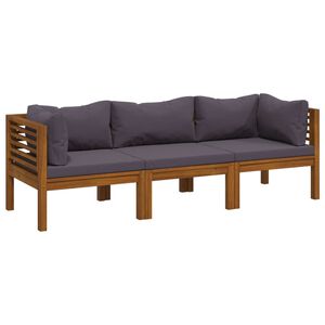 vidaXL Divano da Giardino 3 Posti con Cuscino Legno Massello di Acacia
