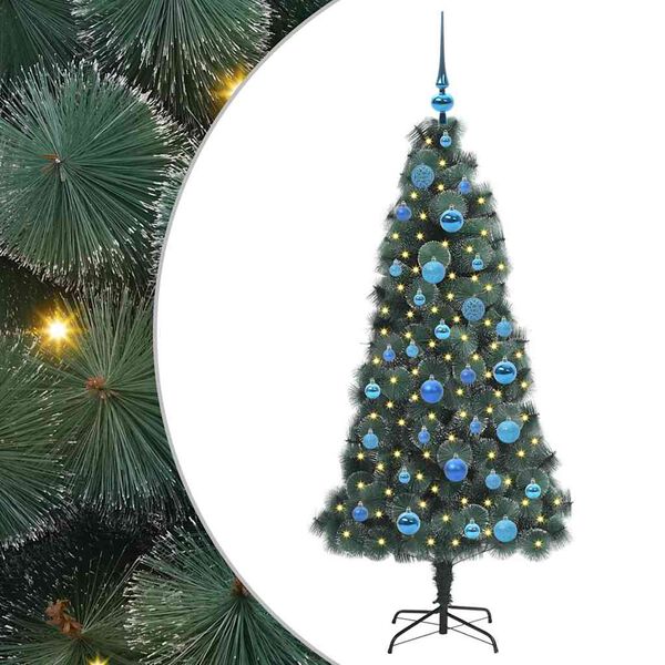 vidaXL Albero di Natale artificiale preilluminato con set di palline