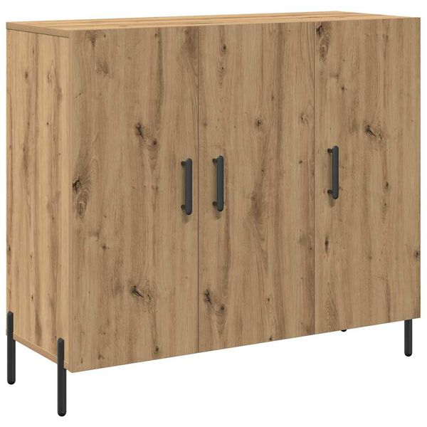 vidaXL Credenza Rovere artigianale 90 x 34 x 80 cm Legno multistrato
