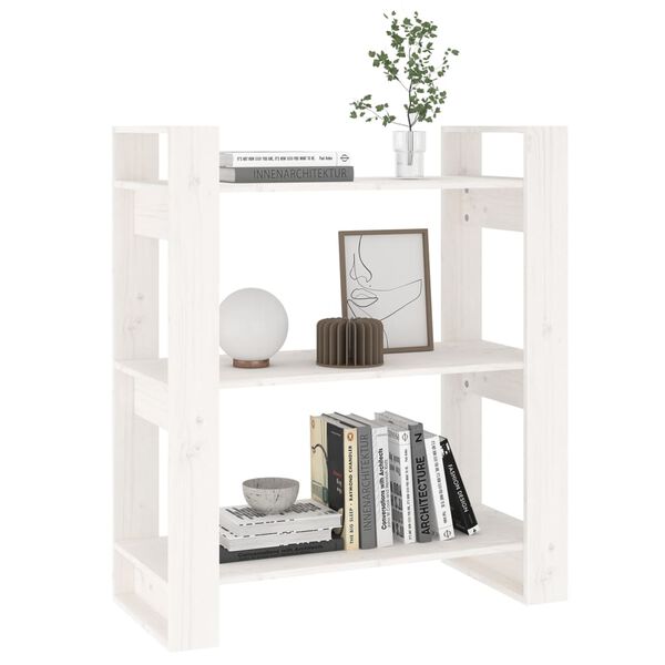vidaXL Libreria/Divisorio Bianco 80x35x91 cm in Legno Massello di Pino