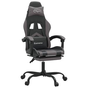 vidaXL Sedia da Gaming Girevole Poggiapiedi Nero e Grigio Similpelle