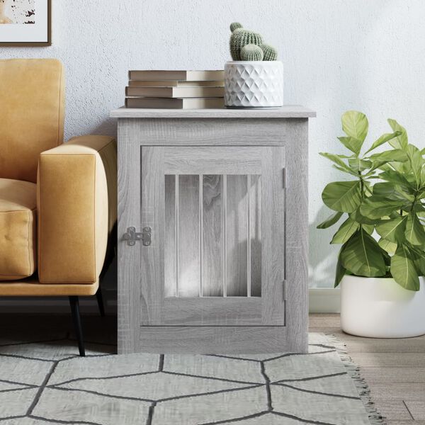 vidaXL Gabbia Cani da Arredamento Grigio Sonoma 55x75x65cm Multistrato