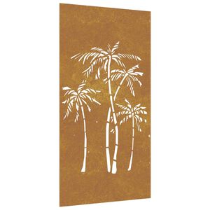 vidaXL Decorazione Muro da Giardino 105x55 cm Palma in Acciaio Corten
