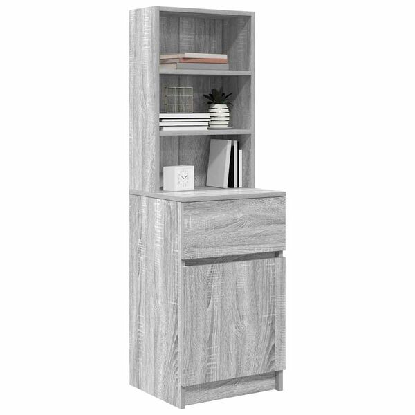 vidaXL Comodino Grigio Sonoma 39x35x125 cm in Legno Multistrato