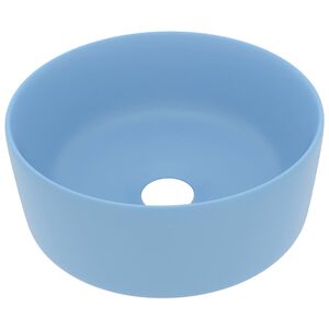 vidaXL Lavandino Lusso Rotondo Azzurro Opaco 40x15 cm in Ceramica