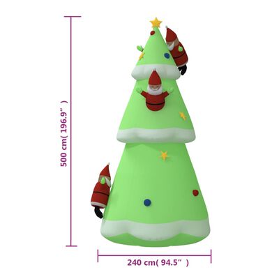 vidaXL Albero di Natale Gonfiabile con LED 500 cm