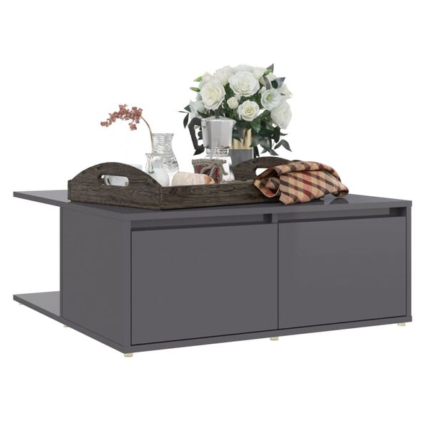 vidaXL Tavolino da Salotto Grigio Lucido 80x80x31 cm Legno Multistrato
