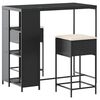 vidaXL Set Bar da Giardino 3 pz con Cuscini in Polyrattan Nero