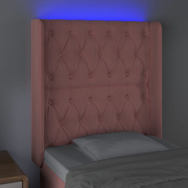 vidaXL Testiera a LED rosa 83x16x118/128 cm in Velluto