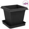 vidaXL Vasi per Piante 24 pz Nero Plastica