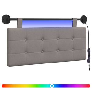 vidaXL Testiera sospesa Con luce LED Tortora Tessuto