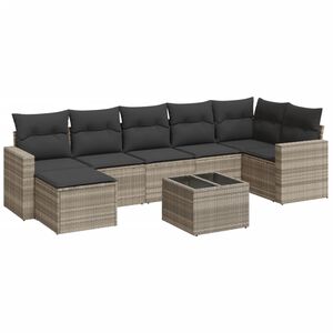 vidaXL Set Divano da Giardino 8pz con Cuscini Grigio Chiaro Polyrattan