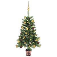 vidaXL Albero di Natale Preilluminato con Palline Verde 65 cm