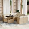 vidaXL Set Divano da Giardino 9 pz con Cuscini Beige in Polyrattan