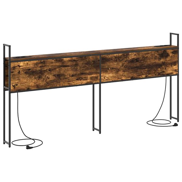 vidaXL Testiera con Stazione di Carica e Storage Rovere fumo 200 cm