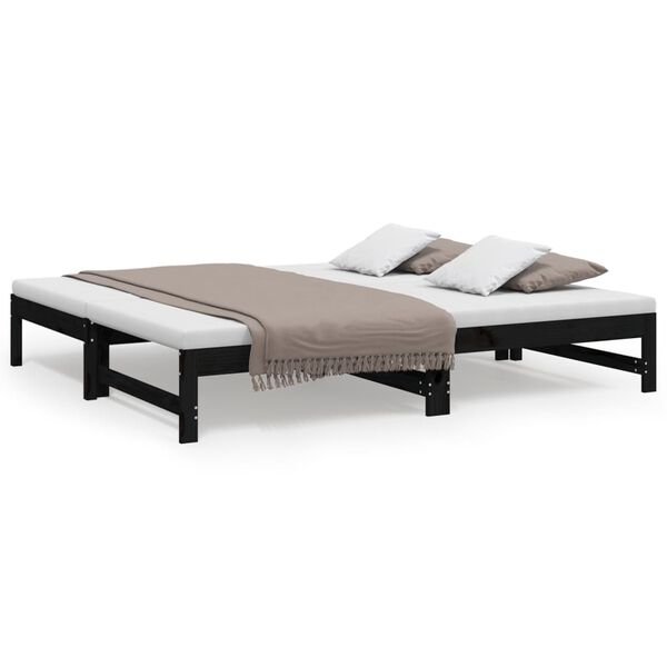 vidaXL Dormeuse Estraibile Nera 2x(90x190) cm Legno Massello di Pino