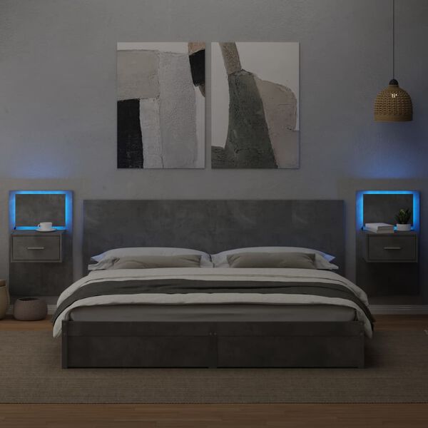 vidaXL Testiera Letto con Comodini Grigio Cemento 200cm in Multistrato