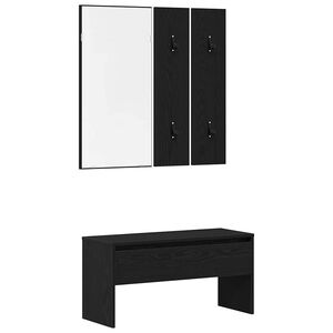 vidaXL Set mobili da ingresso 4 pz Rovere Nero 80 x 30,5 x 40 cm