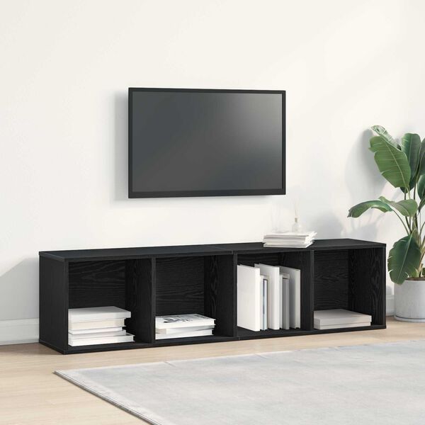 vidaXL Armadio per Libri con lo scaffale Rovere Nero 143 x 30 x 36 cm