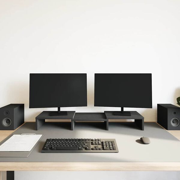 vidaXL Supporto Monitor Regolabile Rovere Nero 60x24x10,5cm Truciolato