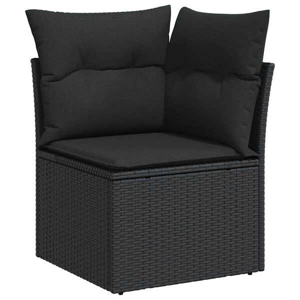 vidaXL Set Divani da Giardino 5 pz con Cuscini Nero Polyrattan Acacia