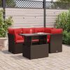 vidaXL Set Divano da Giardino 5 pz Cuscini Marrone Polyrattan e Acacia