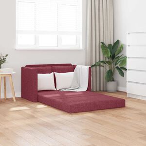 vidaXL Divano Letto da Terra 2 in 1 Rosso Vino 112x174x55cm Tessuto