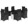 vidaXL Set da Pranzo da Giardino 7 pz Nero con Cuscini in Polyrattan