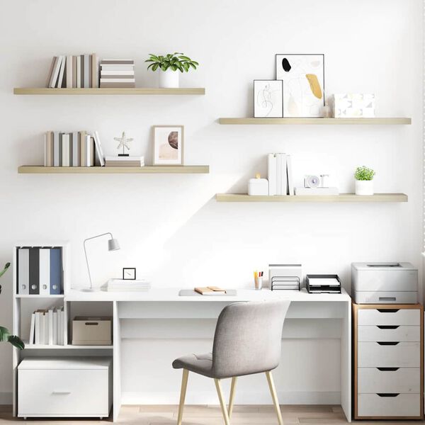 vidaXL Scaffali a Parete 4 pz Rovere 120x23,5x3,8 cm in MDF