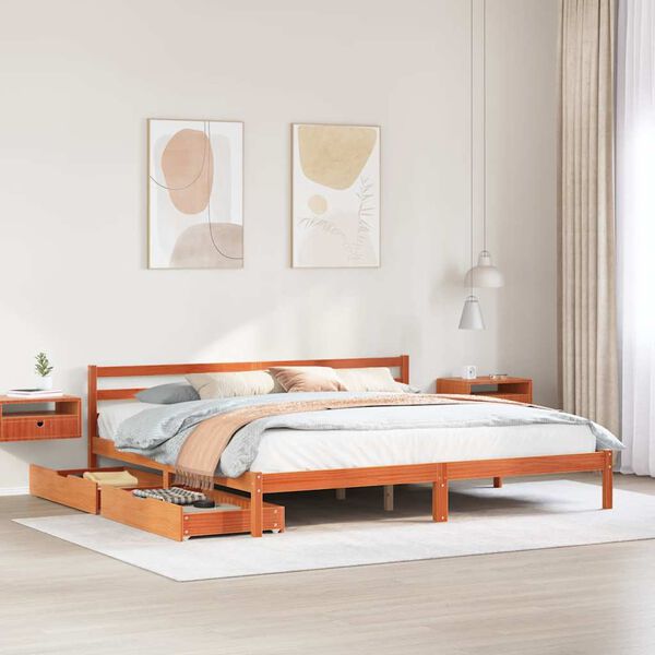 vidaXL Letto senza Materasso Marrone Cera 180x200 cm in Legno di Pino