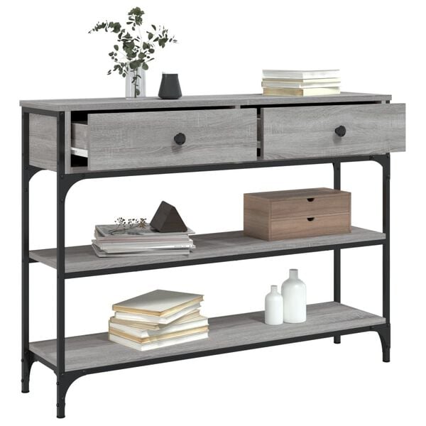 vidaXL Tavolino Consolle Grigio Sonoma 100x25x75cm Legno Multistrato