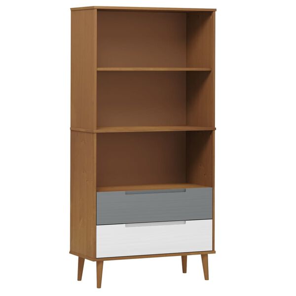 vidaXL Libreria MOLDE Marrone 85x35x170,5 cm in Legno Massello di Pino