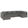 vidaXL Set Divani da Giardino 6 pz con Cuscini in Polyrattan Grigio