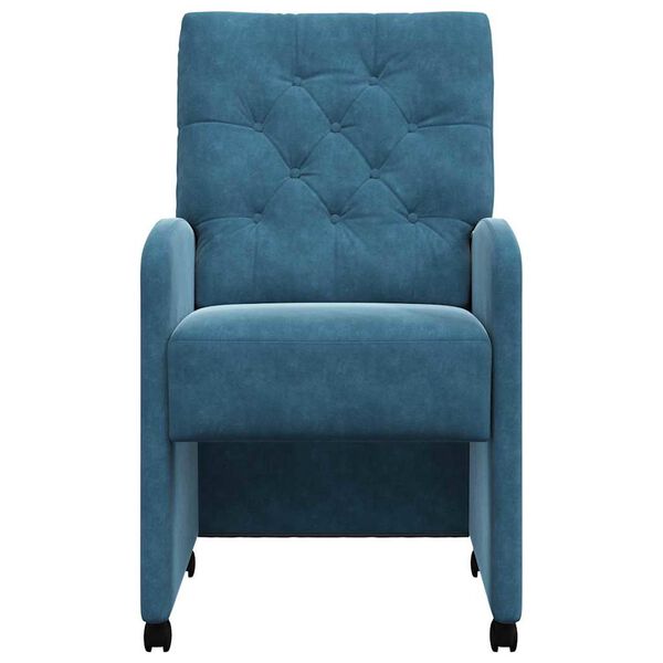 vidaXL Sedie da pranzo con ruote 2 pcs Blu 58 x 67 x 97 cm Velluto