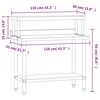vidaXL Tavolo Lavoro Cucina con Ripiano 110x55x120 cm Acciaio Inox
