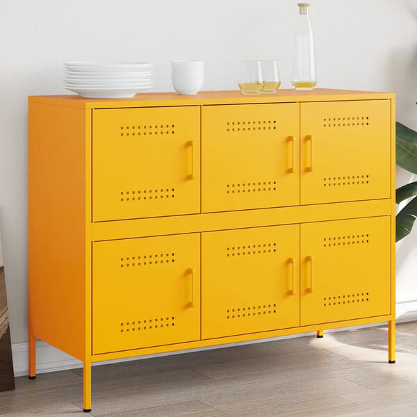 vidaXL Credenza Giallo Senape 100,5x39x79 cm in Acciaio