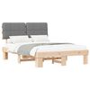 vidaXL Letto con Testiera Rivestita Naturale e Grigio Chiaro