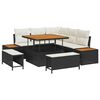 vidaXL Set Divano da Giardino con cuscino 8 pcs Nero e Crema