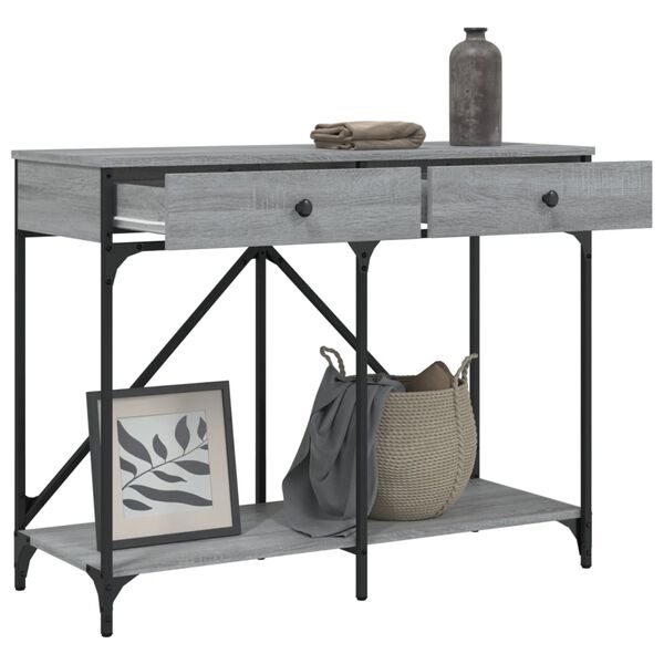 vidaXL Tavolo Consolle Grigio Sonoma 100x39x78,5 cm Legno Multistrato
