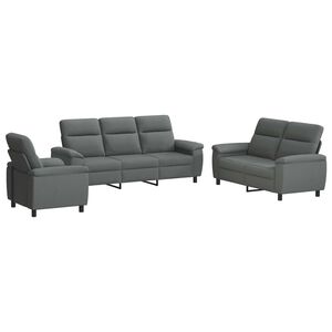 vidaXL Set di divani 3 pcs Grigio Scuro Tessuto