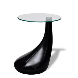 vidaXL Tavolino da Salotto con Ripiano Rotondo in Vetro Nero Lucido